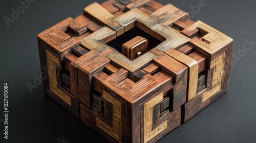 Intricate Kong Ming Lock Puzzle Toy with Natural Wood Finish Revealing Timeless Craftsmanship and Challenging Design