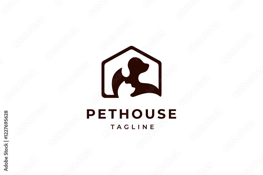 dog cat pet house logo vector silhouette icon illustration dog cat pet house logo vector silhouette icon illustration