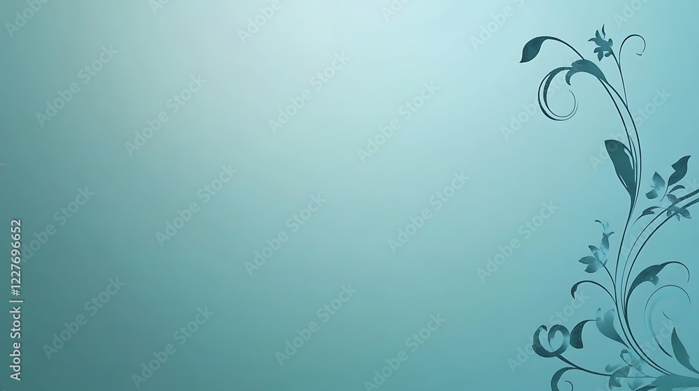 Teal Background With Elegant Floral Design Teal Background With Elegant Floral Design