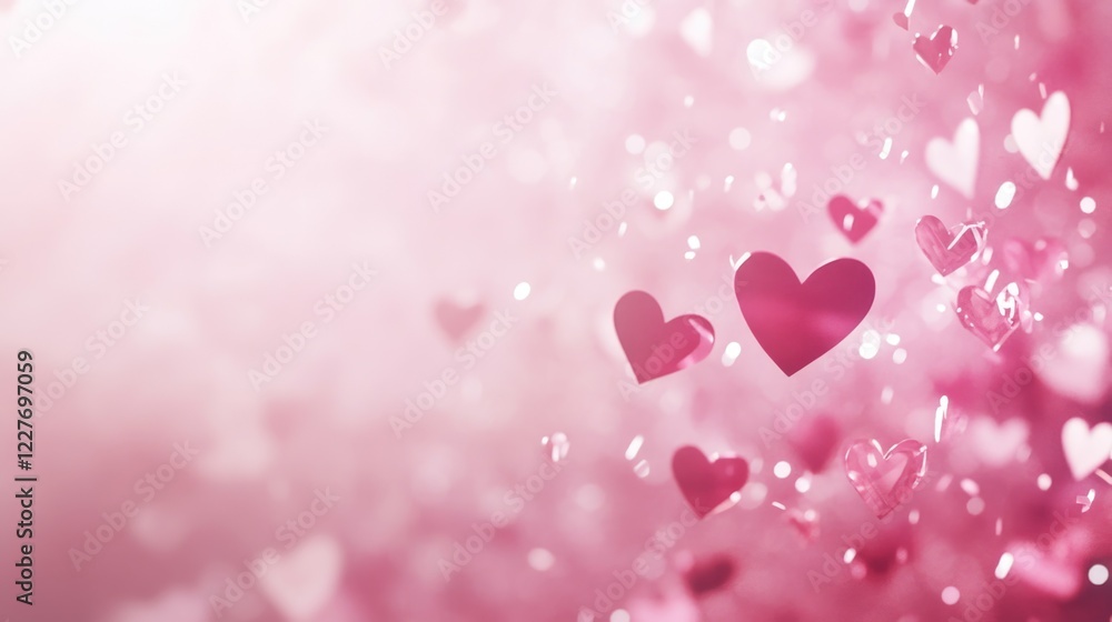 Heart-shaped pink confetti falling against a soft pink background creating a romantic and festive ambiance perfect for celebrations. Heart-shaped pink confetti falling against a soft pink background creating a romantic and festive ambiance perfect for celebrations.