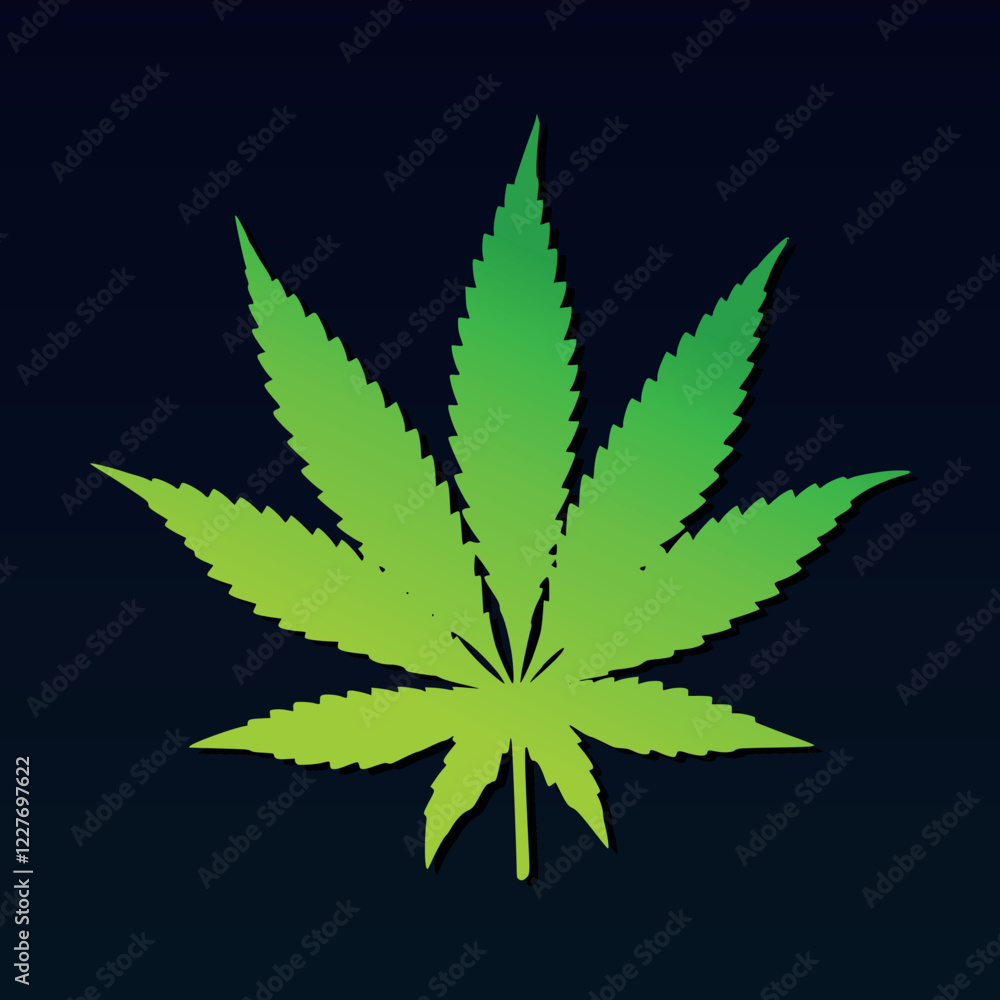 Bright green cannabis leaf with sharp details and symmetrical shape, isolated on a dark background. A powerful representation of medical marijuana, herbal medicine, and natural alternative healing Bright green cannabis leaf with sharp details and symmetrical shape, isolated on a dark background. A powerful representation of medical marijuana, herbal medicine, and natural alternative healing
