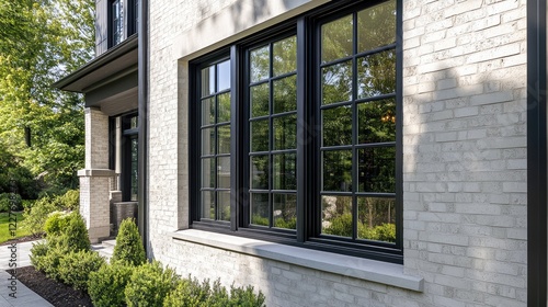 Wallpaper Mural Elegant black powder coated vertical block windows with premium hardware and high-end finish enhancing modern architectural design. Torontodigital.ca