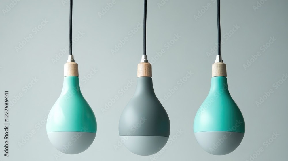 Modern Pendant Lighting with Retro Inspiration in Grey and Turquoise Color Scheme Modern Pendant Lighting with Retro Inspiration in Grey and Turquoise Color Scheme