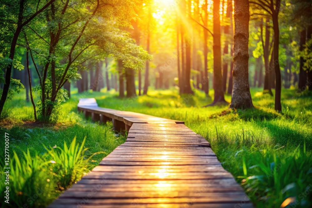 Fototapeta premium Autumn's golden hues paint peaceful woodland walks, magical forests, and green meadows.