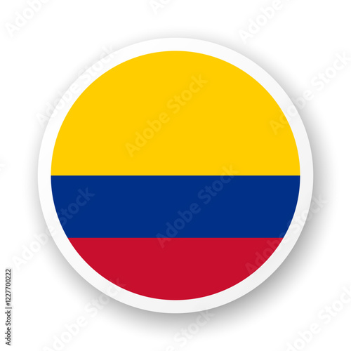 Free Download Flag of Colombia flat icon. Round vector element with shadow. Best for mobile apps, UI and web design. - GFXLoad