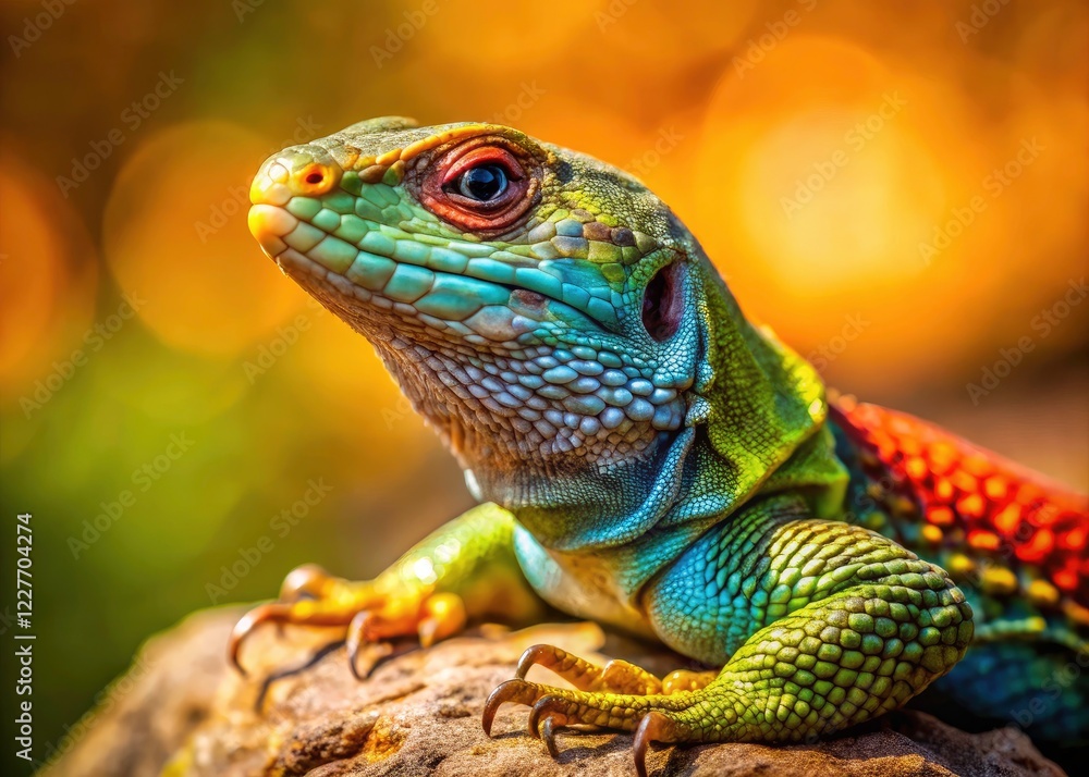 Fototapeta premium Candid camera captures prehistoric lizards, showcasing the raw survival of these cold-blooded ancients.