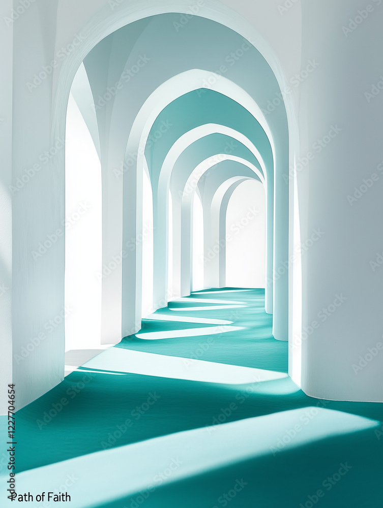 Pathway featuring elegant arches and vibrant colors in a serene setting of spiritual exploration Pathway featuring elegant arches and vibrant colors in a serene setting of spiritual exploration