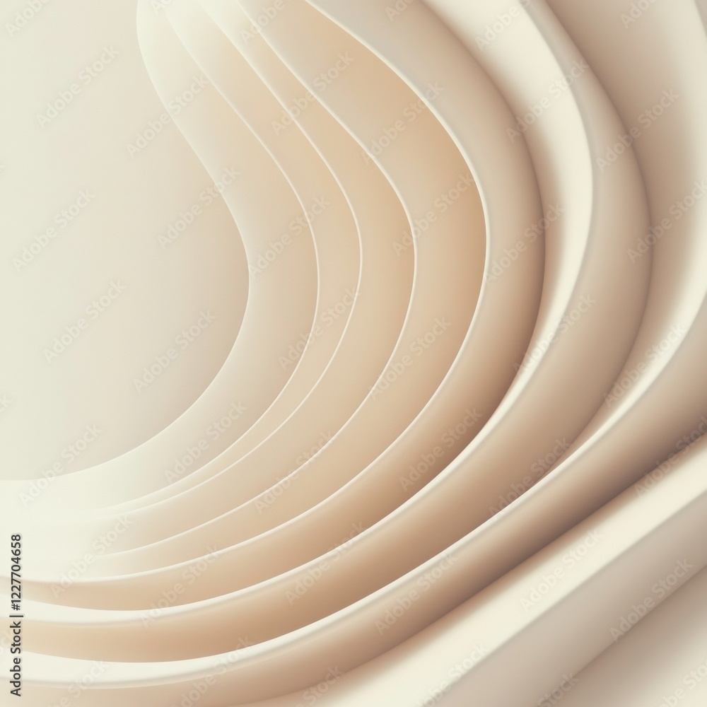 Obraz premium Abstract layers of soft curves and waves in light tones create a calming visual experience in modern design. Generative AI