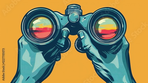 Explorer Eye in Binoculars - Professional, Focused Exploration Concept