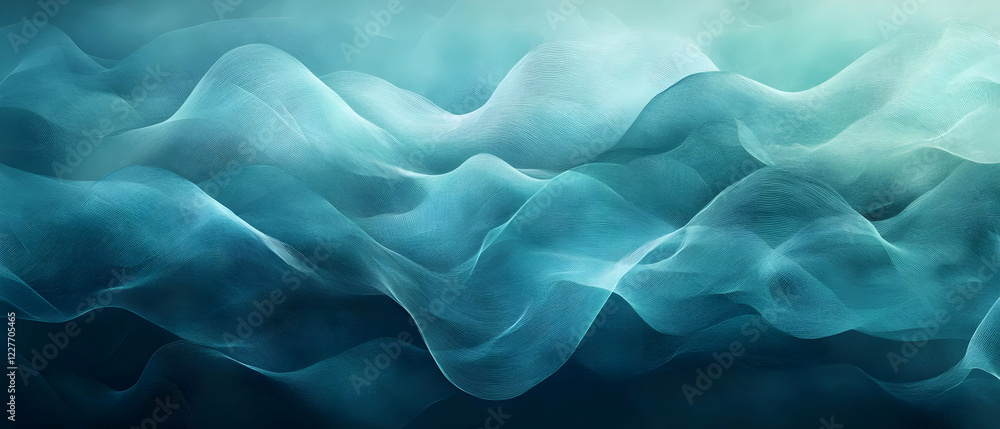 Obraz premium Teal wave abstract, digital art background