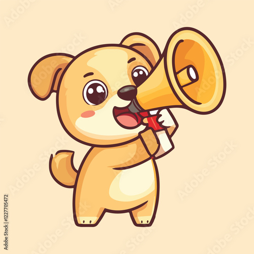 Cute cartoon Dog Holding Megaphone vector illustration 