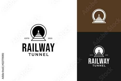 Railway tunnel logo design template vector illustration