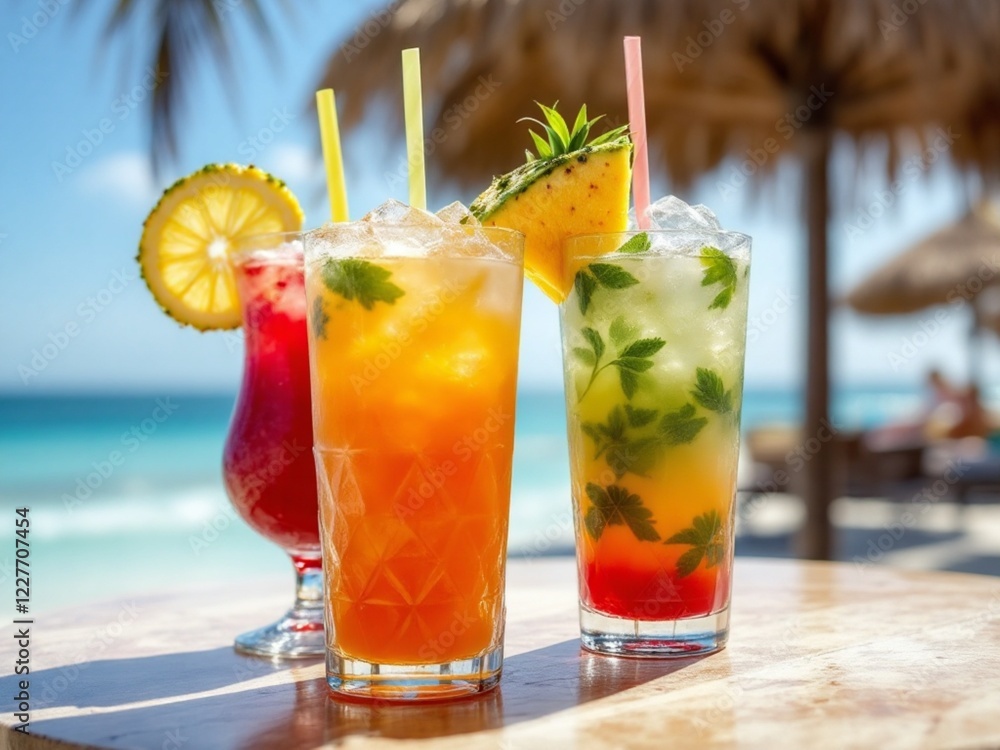 Cocktails on the beach.