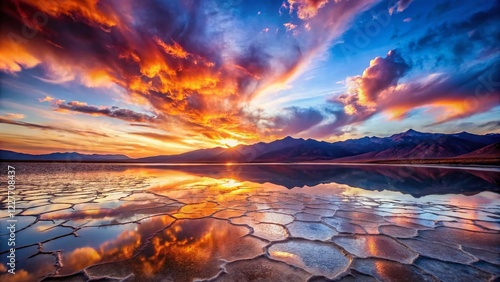 Breathtaking Sunset over Vast Salt Flats, Death Valley & Great Salt Lake, USA