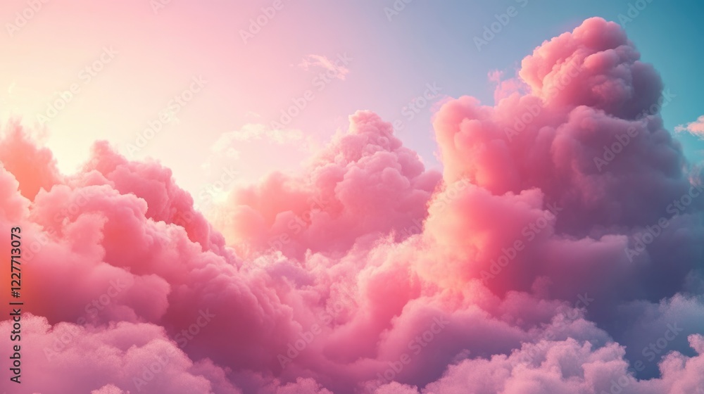 Colorful Sunset Clouds in Warm Light Creating a Serene and Dreamy Atmospheric Landscape