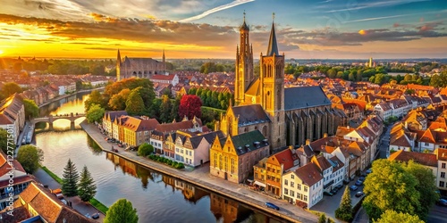 Bruges Church of Our Lady, Scenic Cityscape, Medieval Architecture, Belgium