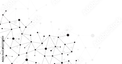 geometric modern cyber cell data lines connecting with dots in transparent background