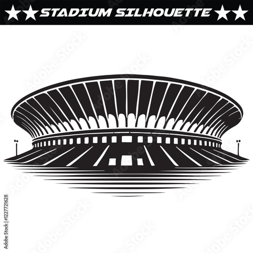 Stadium silhouette vector illustration isolated on a white background.