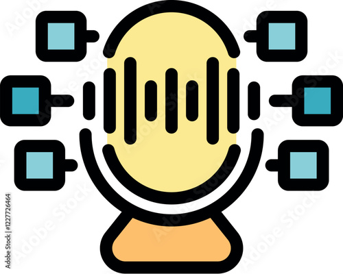 Voice assistant processing audio waves, converting speech into digital information for analysis and interpretation