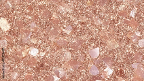 Elegant rose gold glitter texture background with sparkling elements for design projects and stylish presentations. photo