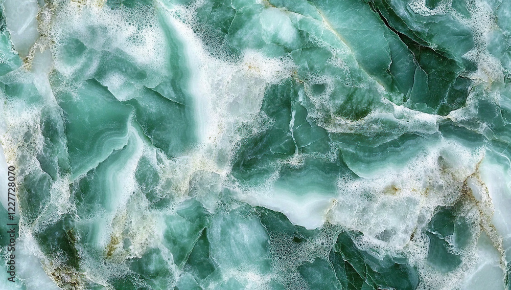 Obraz premium Green marble texture with liquid patterns and bubbles