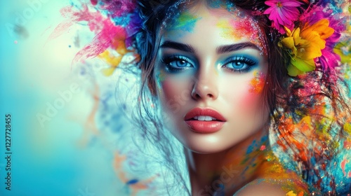 Vibrant Rainbow Goddess: A Colorful Portrait of Beauty and Imagination