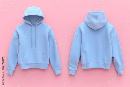 Light Blue Hoodie on Pink Background photo