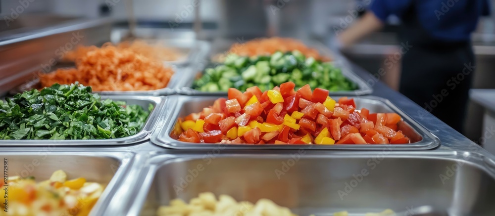 Enhancing School Meal Nutrition with Fresh Vegetables and Copy Space for Text Enhancing School Meal Nutrition with Fresh Vegetables and Copy Space for Text