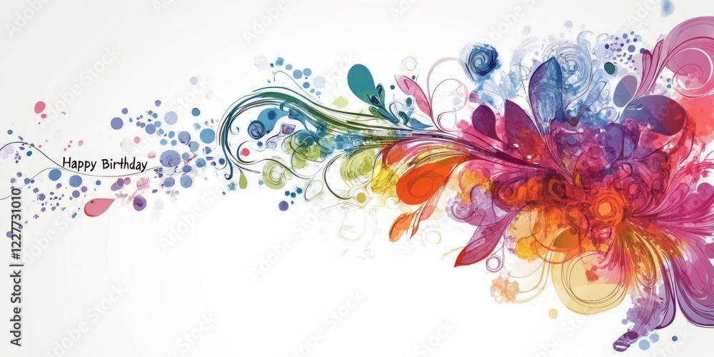 Elegant Handwritten Birthday Greeting with Bright Colors and Empty Space for Personal Messages or Celebrations Elegant Handwritten Birthday Greeting with Bright Colors and Empty Space for Personal Messages or Celebrations