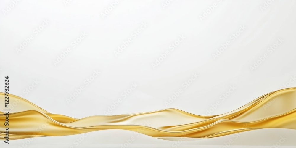 Obraz premium Elegant Golden Frame Mockup with Smooth Wave Design on White Background Ideal for Art Deco Styled Displays and Text Insertion