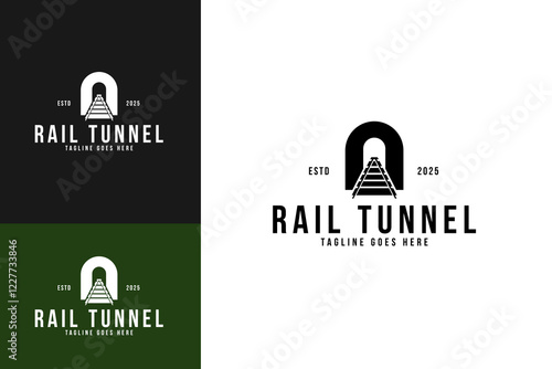Rail tunnel logo design template vector illustration idea