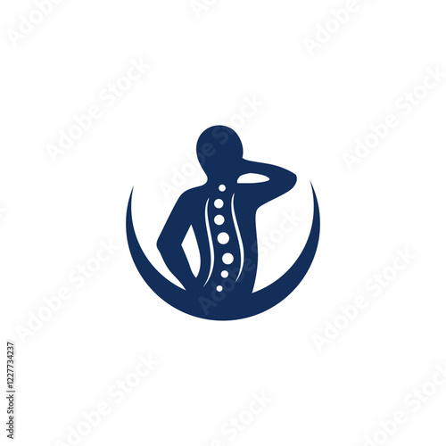 back pain treatment logo vector icon illustration in silhouette flat design style