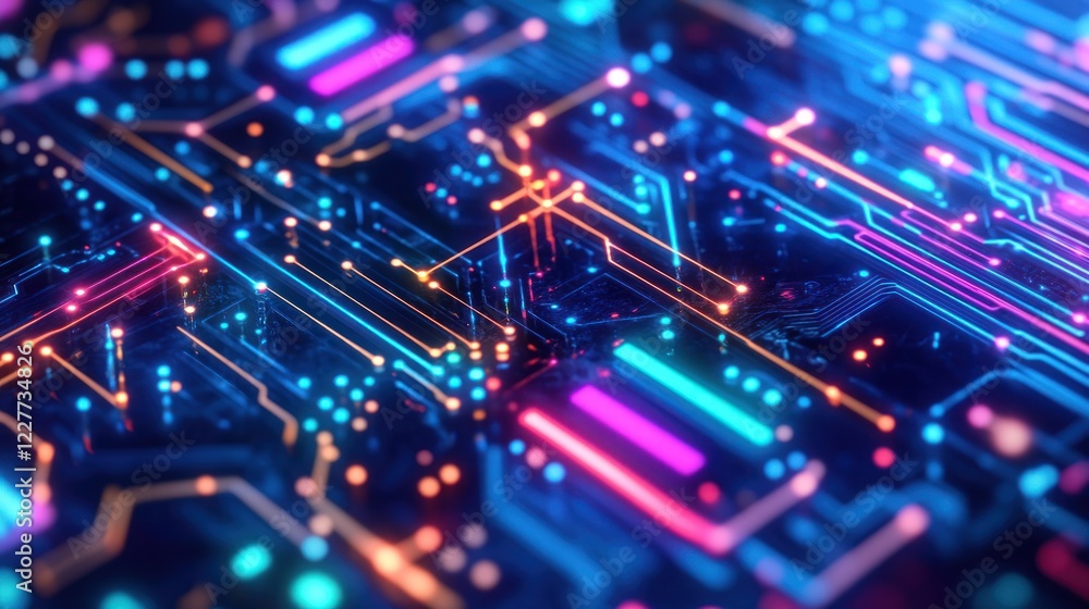 Glowing Circuit Board, Tech, Abstract Background, Digital, Innovation Glowing Circuit Board, Tech, Abstract Background, Digital, Innovation