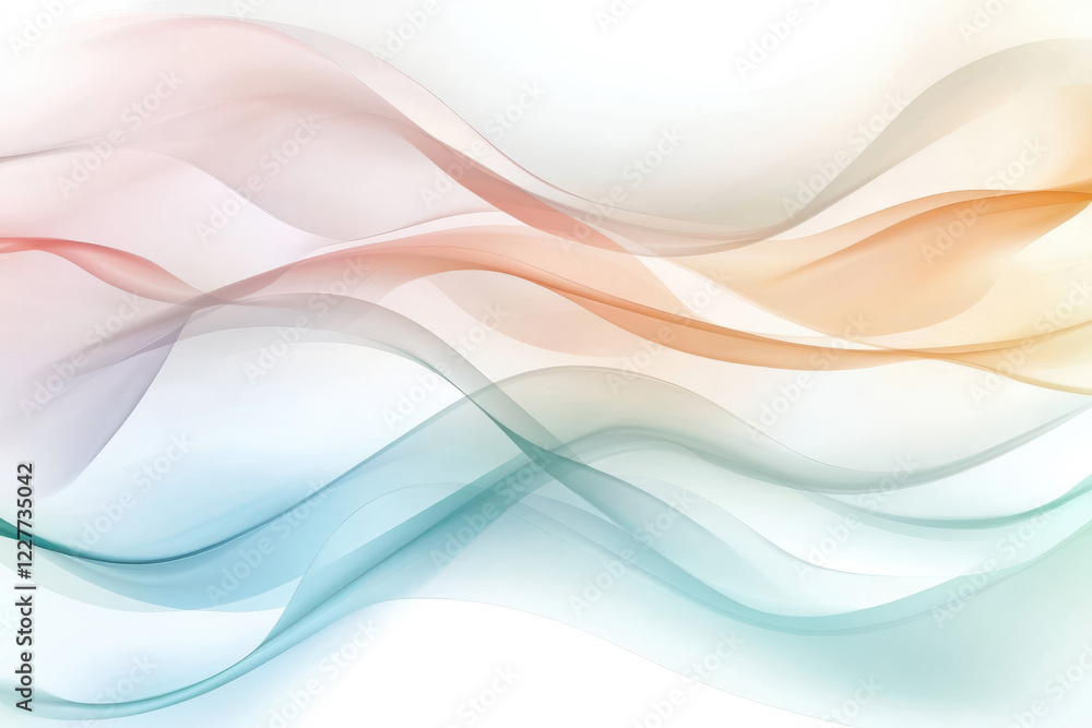 Obraz premium Abstract waves and lines in soft gradients create a mesmerizing design. The gentle transition between white and beige provides a fluid and elegant visual experience.