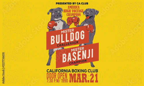 Boxing poster design. Pet design. Dog boxing academy graphic print design for apparel, stickers, posters and background. Boxing club artwork.
