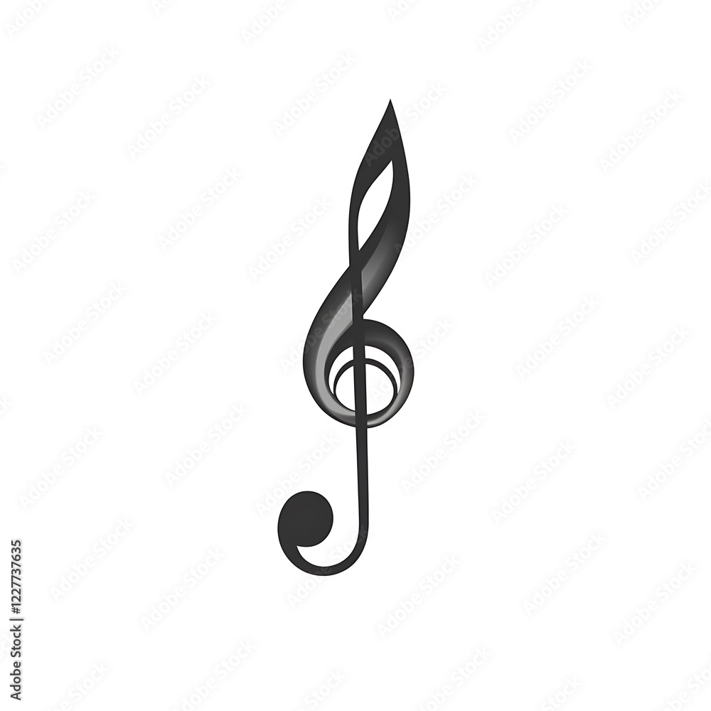 Obraz premium Elegant Gray Treble Clef Symbol for Musical Notation and Creative Design Projects