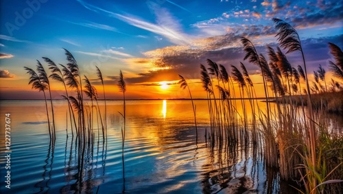 Chesapeake Bay Sunrise: Silhouette Reeds at Calvert County Shoreline