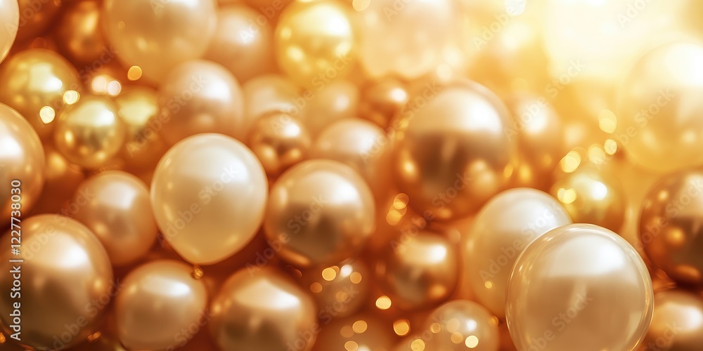 Elegant gold balloon cluster creating a luxurious celebration backdrop with ample empty space for customizable text or messaging. Elegant gold balloon cluster creating a luxurious celebration backdrop with ample empty space for customizable text or messaging.