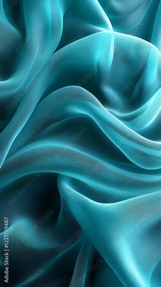 Obraz premium A close-up of teal-colored fabric with a soft and flowing texture.