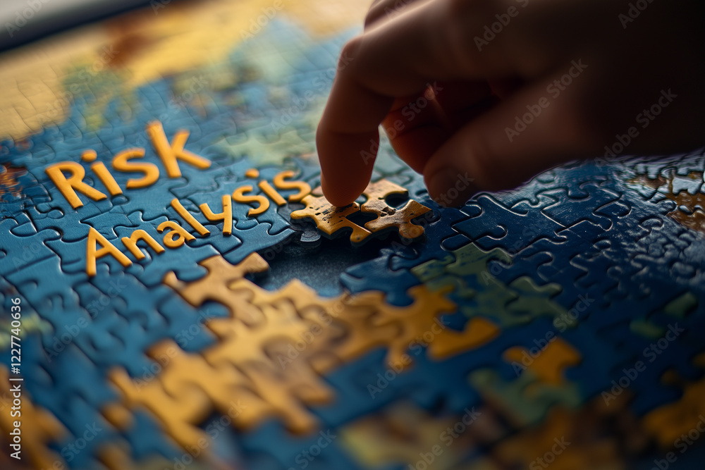Obraz premium Building understanding through risk analysis puzzle completion activity