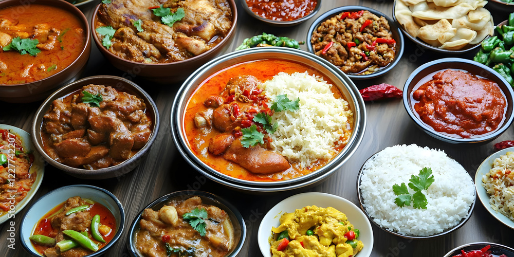 indian curry with rice, ai generated. indian curry with rice, ai generated.