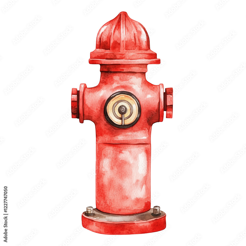 Bright Red Fire Hydrant Stands out Against a Simple Background in a City Setting Bright Red Fire Hydrant Stands out Against a Simple Background in a City Setting