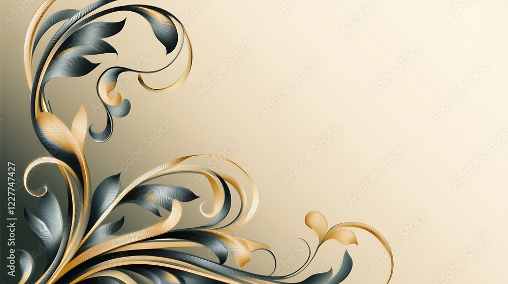 Elegant Gold and Teal Floral Design Background Elegant Gold and Teal Floral Design Background
