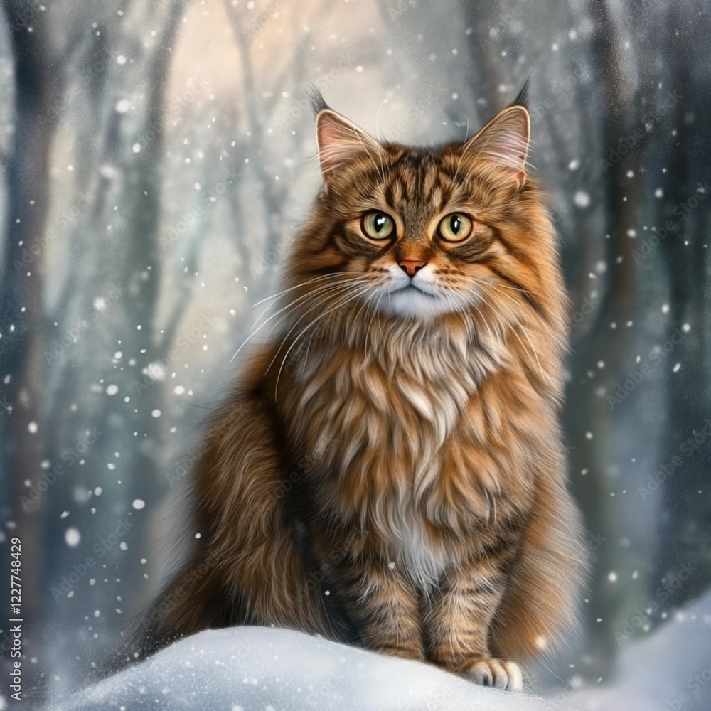 cat in snow cat in snow