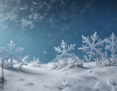 Wallpaper Mural Frosty winter scene with delicate hand-drawn snowflakes against a serene blue background, icy, cold, snowflake Torontodigital.ca