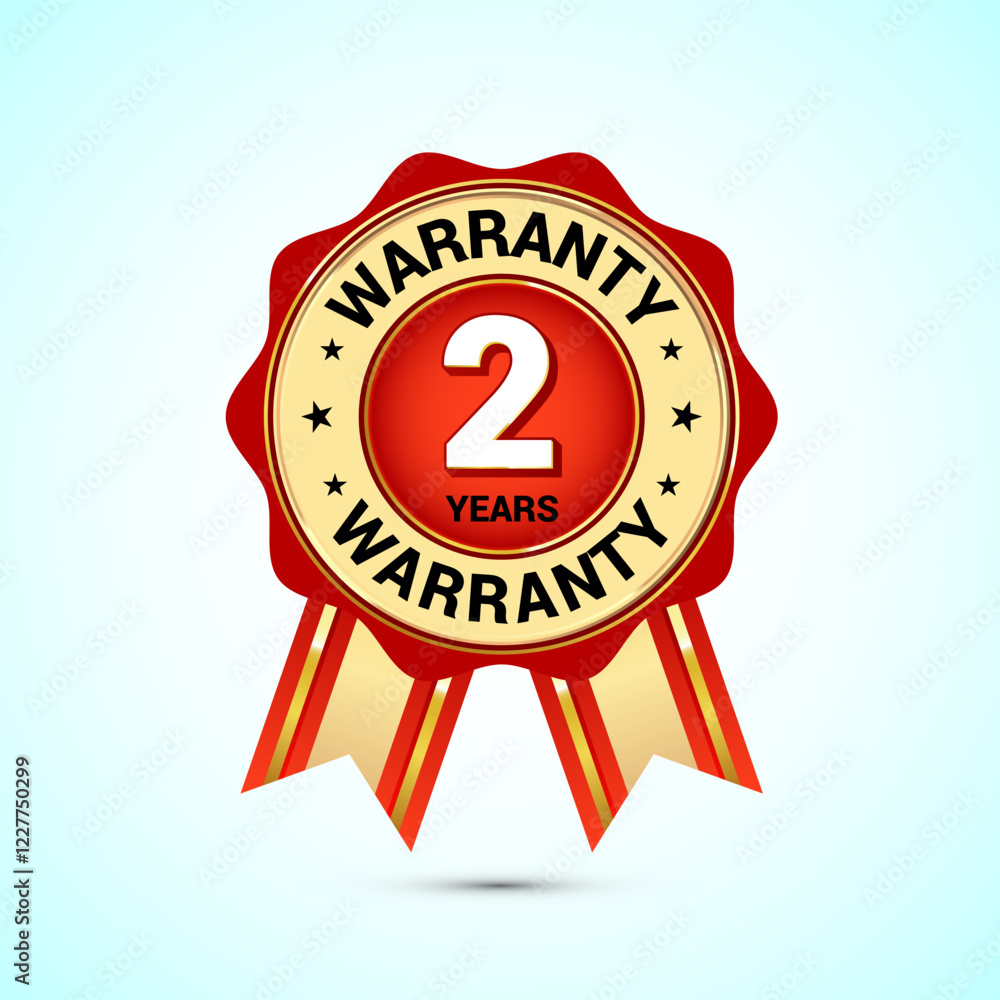 Advertising 2 years warranty gold and red color emblem, for label, icon, logo, badge, symbol, button Advertising 2 years warranty gold and red color emblem, for label, icon, logo, badge, symbol, button