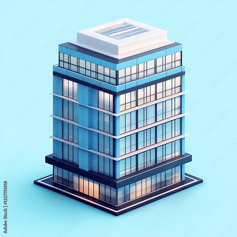 3D isometric rendering of a hospital building 3D isometric rendering of a hospital building