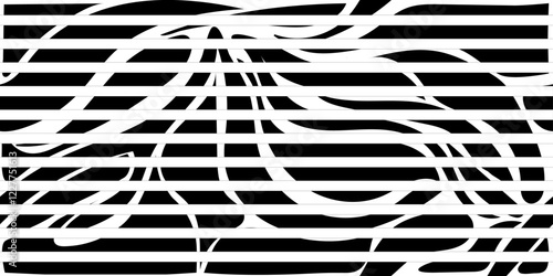 Seamless doodle abstract horisontal pattern with parallel stripes in classical black and white colours. Hand drawn style colorful vector illustration for banners, wallpaper, textile, wrapping