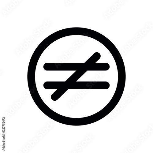 Not equal to icon, not equal to flat icon vector in trendy flat style illustration isolated on white background.