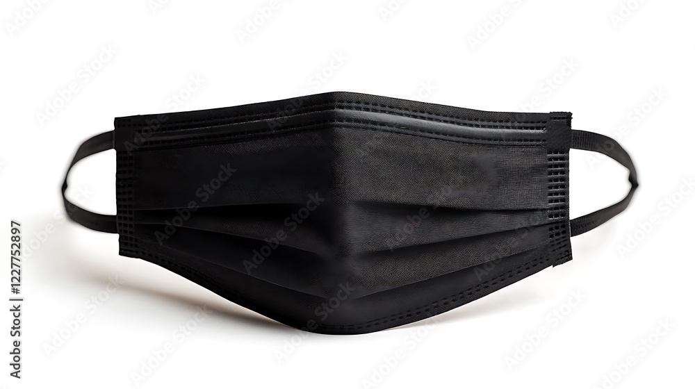 Naklejka premium Black surgical mask isolated on a white background.